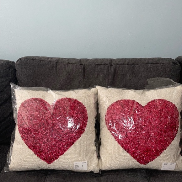 Heart Sparkling Beaded Motif Accent Pillows - Picture 2 of 4